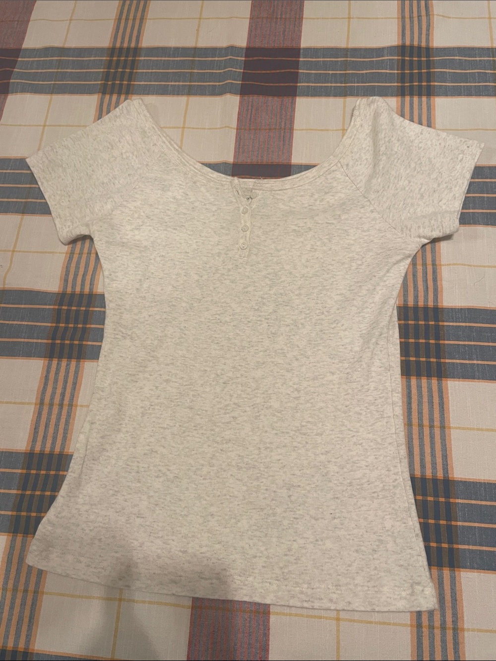 Brandy Melville Light Heather Gray Scoop Neck Short Sleeve Tee